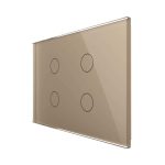 Intrerupator cvadruplu cu touch Livolo din sticla - standard italian, auriu, VL-FC4-3G-13