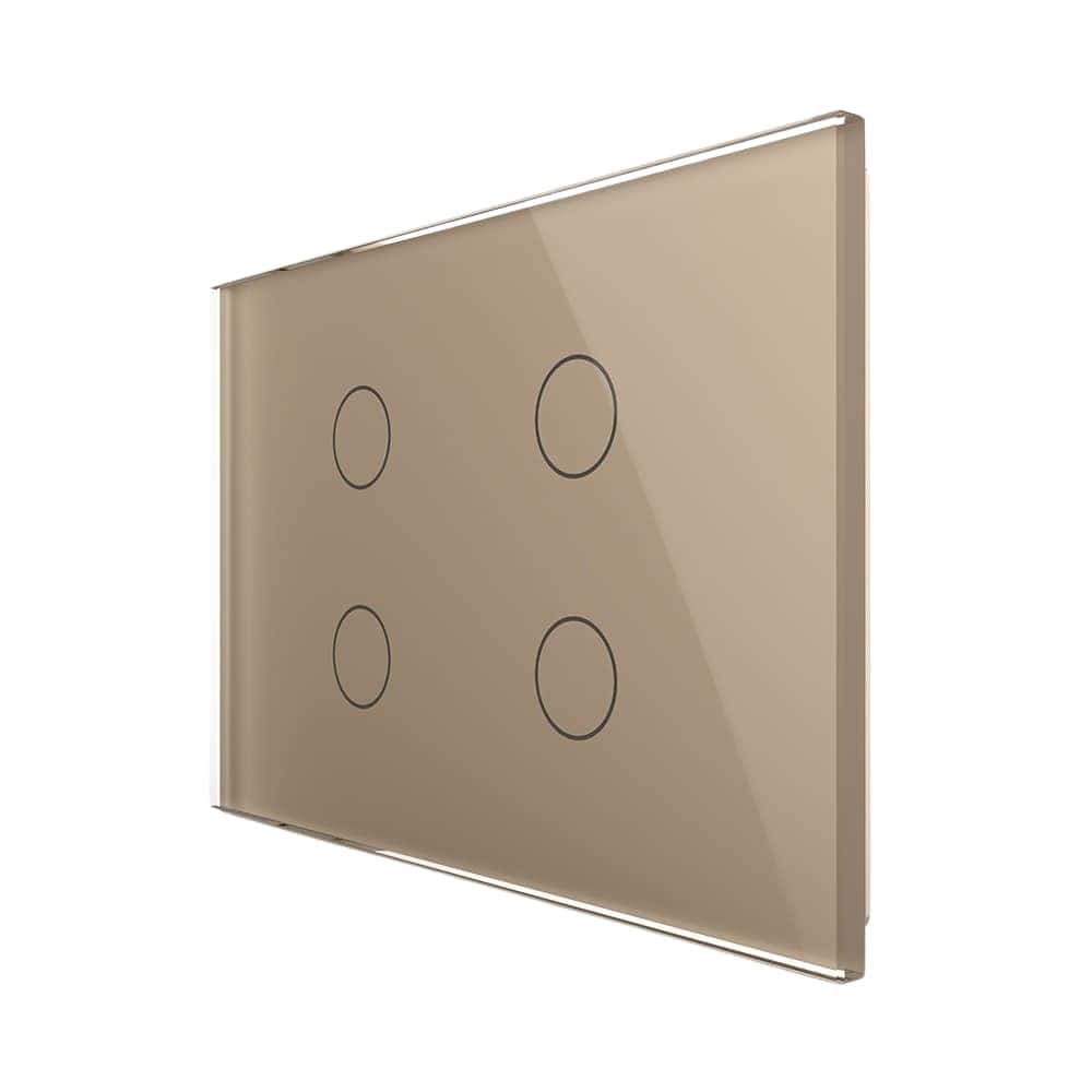 Intrerupator cvadruplu cu touch Livolo din sticla - standard italian, auriu, VL-FC4-3G-13
