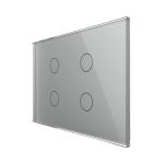 Intrerupator cvadruplu cu touch Livolo din sticla - standard italian, gri, VL-FC4-3G-15
