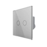 Intrerupator Dublu Cap Scara / Cruce cu Touch LIVOLO - Serie Noua, gri, VL-FC2S-2G-2I