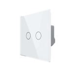 Intrerupator Dublu cu Reset si Contact Uscat Livolo cu Rama din Sticla, ZigBee - Serie Noua, alb, VL-FC2HNZ-2G-11