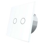Intrerupator dublu cu revenire / contact uscat Livolo cu touch din sticla, alb, VL-C702CH-11