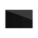 Intrerupator dublu cu touch Livolo din sticla, standard italian - Serie noua, negru, VL-FC2-3G-12