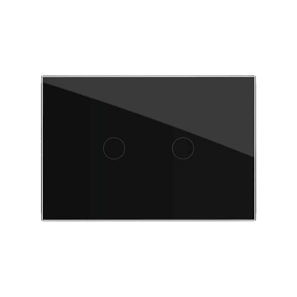 Intrerupator dublu cu touch Livolo din sticla, standard italian - Serie noua, negru, VL-FC2-3G-12