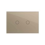 Intrerupator dublu cu touch Livolo din sticla, standard italian - Serie noua, auriu, VL-FC2-3G-13