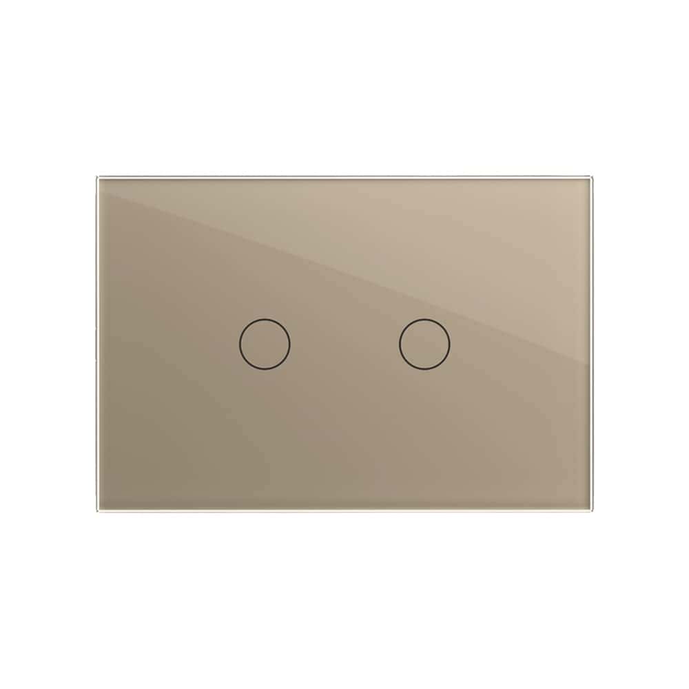 Intrerupator dublu cu touch Livolo din sticla, standard italian - Serie noua, auriu, VL-FC2-3G-13