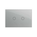 Intrerupator dublu cu touch Livolo din sticla, standard italian - Serie noua, gri, VL-FC2-3G-15