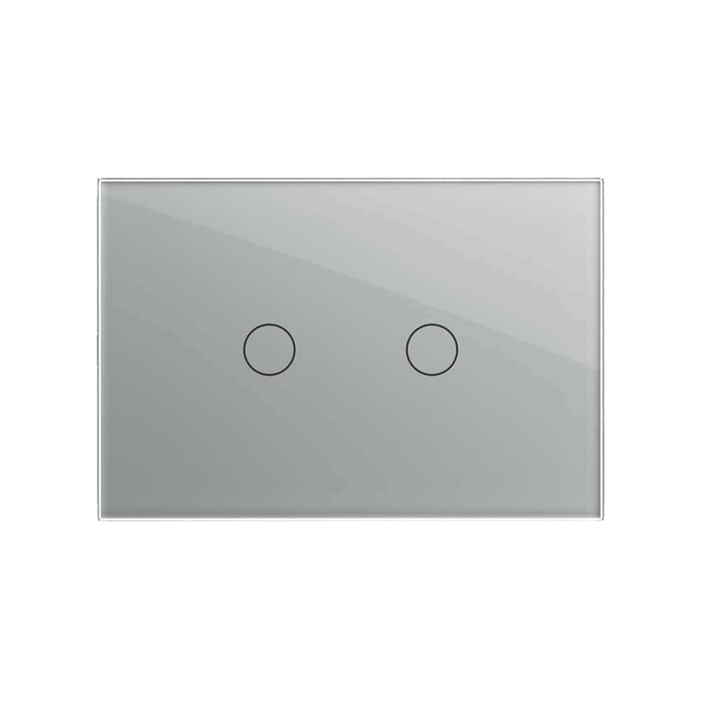 Intrerupator dublu cu touch Livolo din sticla, standard italian - Serie noua, gri, VL-FC2-3G-15