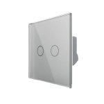 Intrerupator Dublu LIVOLO cu Touch din Sticla Securizata - Serie Noua, gri, VL-FC2-2G-2I