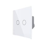 Intrerupator dublu wireless cu touch Livolo din sticla, alb, VL-FC2R-2G-2W