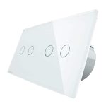 Intrerupator dublu + dublu cu touch Livolo din sticla, Protocol ZigBee, Control de pe telefon, alb, VL-C702Z/C702Z-11