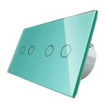 Intrerupator dublu + dublu cu touch Livolo din sticla, Protocol ZigBee, Control de pe telefon, verde, VL-C702Z/C702Z-18