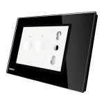Intrerupator dublu + priza Livolo cu rama din sticla, Standard italian, negru, C9-782000211/1IT-82