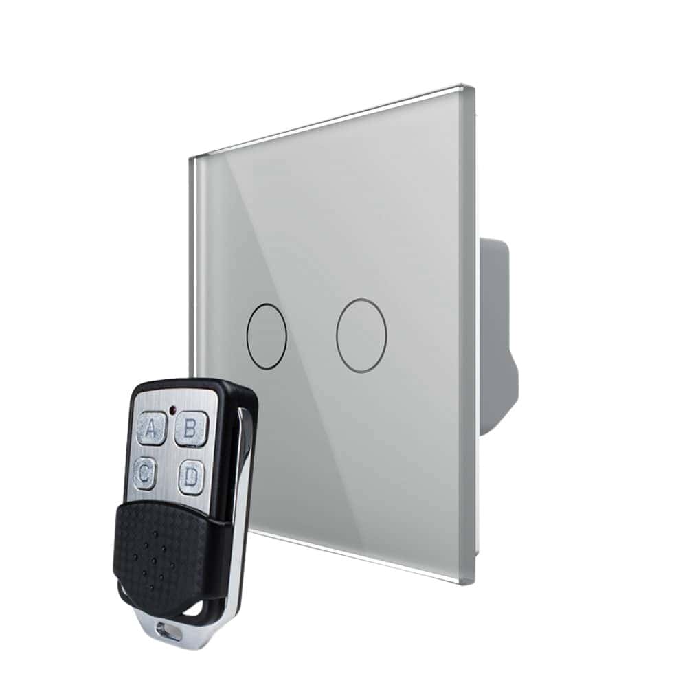 Intrerupator LIVOLO cu touch dublu wireless telecomanda inclusa, gri, VL-C7-C2/702R-15