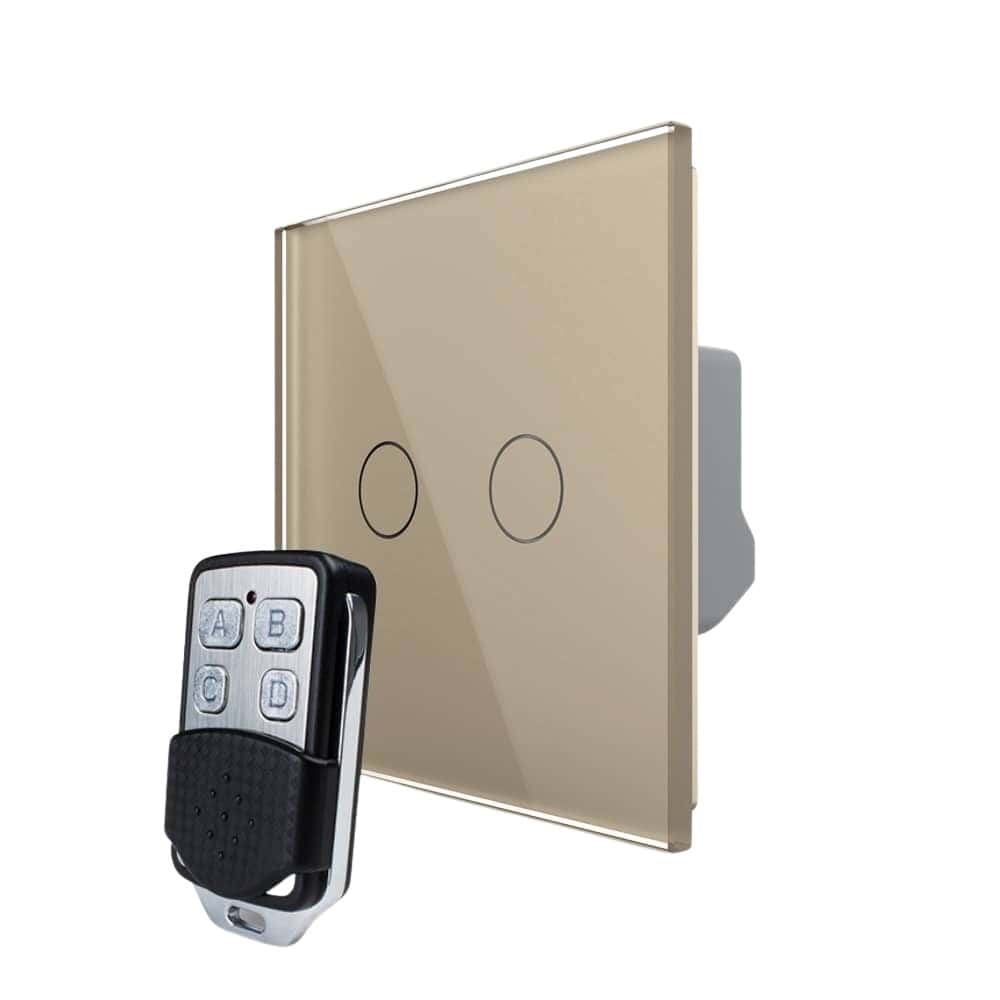 Intrerupator LIVOLO cu touch dublu wireless telecomanda inclusa, auriu, VL-C7-C2/702R-13