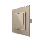 Intrerupator Dublu Mecanic LIVOLO cu Rama din Sticla - Serie Noua, auriu, VL-2FCMKS-AP