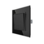 Intrerupator Dublu Mecanic LIVOLO cu Rama din Sticla - Serie Noua, negru, VL-2FCMKS-BP