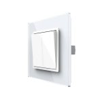 Intrerupator Dublu Mecanic LIVOLO cu Rama din Sticla - Serie Noua, alb, VL-2FCMKS-WP