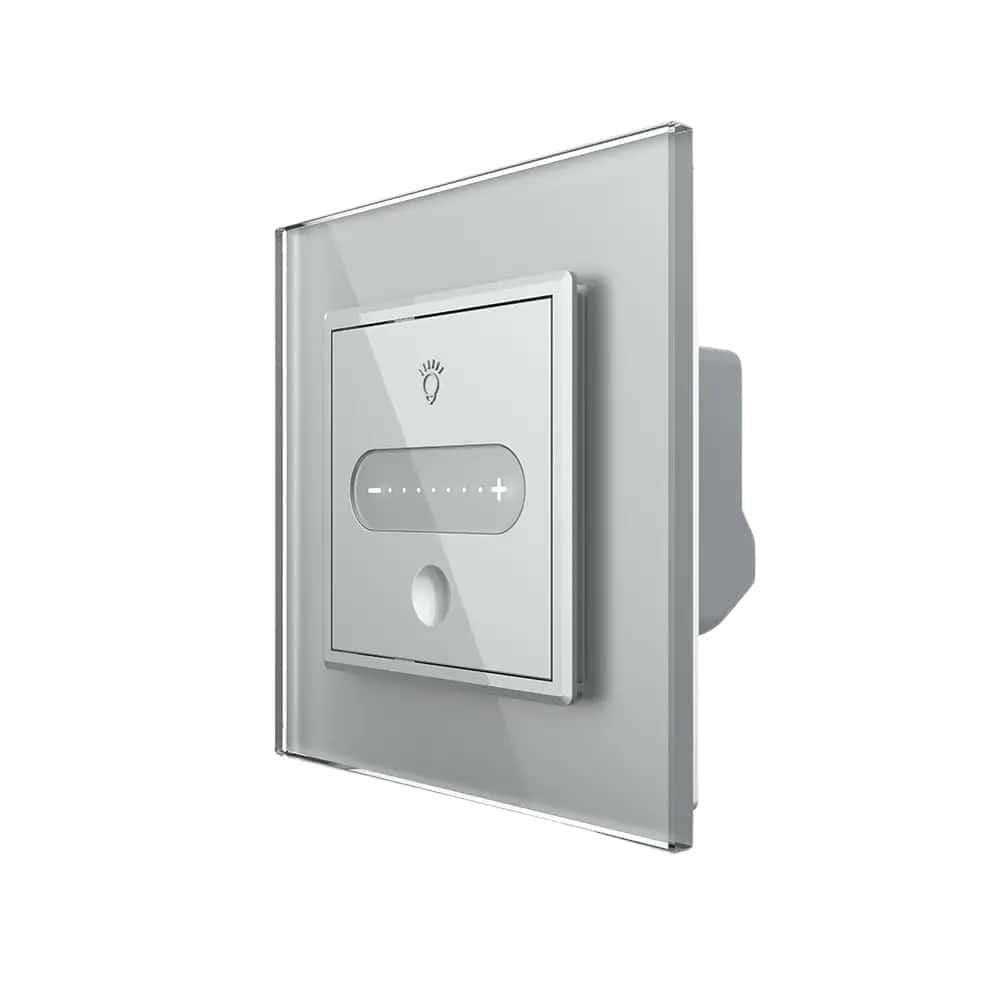 Intrerupator Simplu Cap Scara / Cruce cu Variator Livolo cu Rama din Sticla, ZigBee - Serie Noua, gri, VL-FC1SDZ-2IP-15