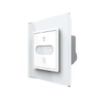 Intrerupator Simplu Cap Scara / Cruce cu Variator Livolo cu Rama din Sticla, ZigBee - Serie Noua, alb, VL-FC1SDZ-2WP-11