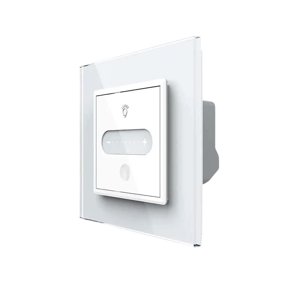 Intrerupator Simplu Cap Scara / Cruce cu Variator Livolo cu Rama din Sticla, ZigBee - Serie Noua, alb, VL-FC1SDZ-2WP-11
