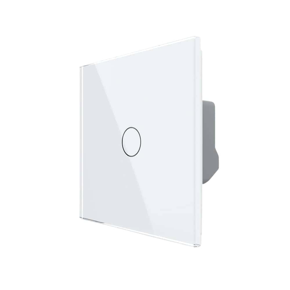 Intrerupator Simplu cu Reset si Contact Uscat Livolo cu Rama din Sticla, ZigBee - Serie Noua, alb, VL-FC1HNZ-2G-11