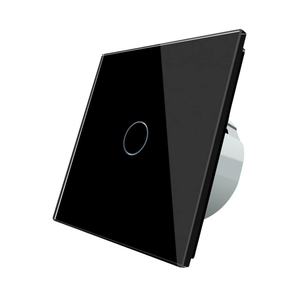 Intrerupator simplu cu revenire / contact uscat Livolo cu touch din sticla, negru, VL-C701CH-12