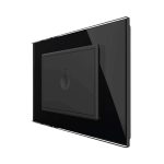 Intrerupator simplu cap scara / cap cruce cu touch Livolo cu rama din sticla, standard Italian - Serie noua, negru, VL-FC1S-3BP-12