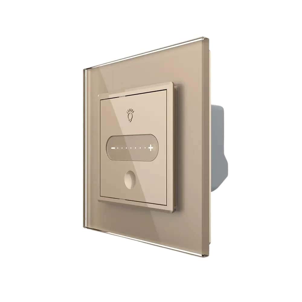 Intrerupator Simplu cu Variator Livolo cu Rama din Sticla, ZigBee - Serie Noua, auriu, VL-FC1DZ-2AP-13