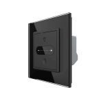 Intrerupator Simplu cu Variator Livolo cu Rama din Sticla, ZigBee - Serie Noua, negru, VL-FC1DZ-2BP-12