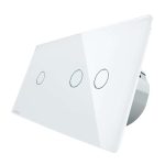 Intrerupator simplu + dublu cu touch Livolo din sticla, Protocol ZigBee, Control de pe telefonul mobil, alb, VL-C701Z/C702Z-11