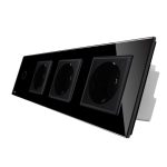 Intrerupator simplu ZigBee + Priza tripla LIVOLO ZigBee cu touch din sticla, Control de pe telefon, negru, VL-C701Z/C7-C3EUZ-12