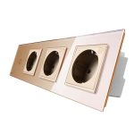 Intrerupator simplu ZigBee + Priza tripla LIVOLO ZigBee cu touch din sticla, Control de pe telefon, auriu, VL-C701Z/C7-C3EUZ-13