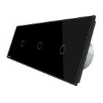Intrerupator triplu cu touch Livolo din sticla, Protocol ZigBee, Control de pe telefonul mobil, negru, VL-C701Z/C701Z/C701Z-12