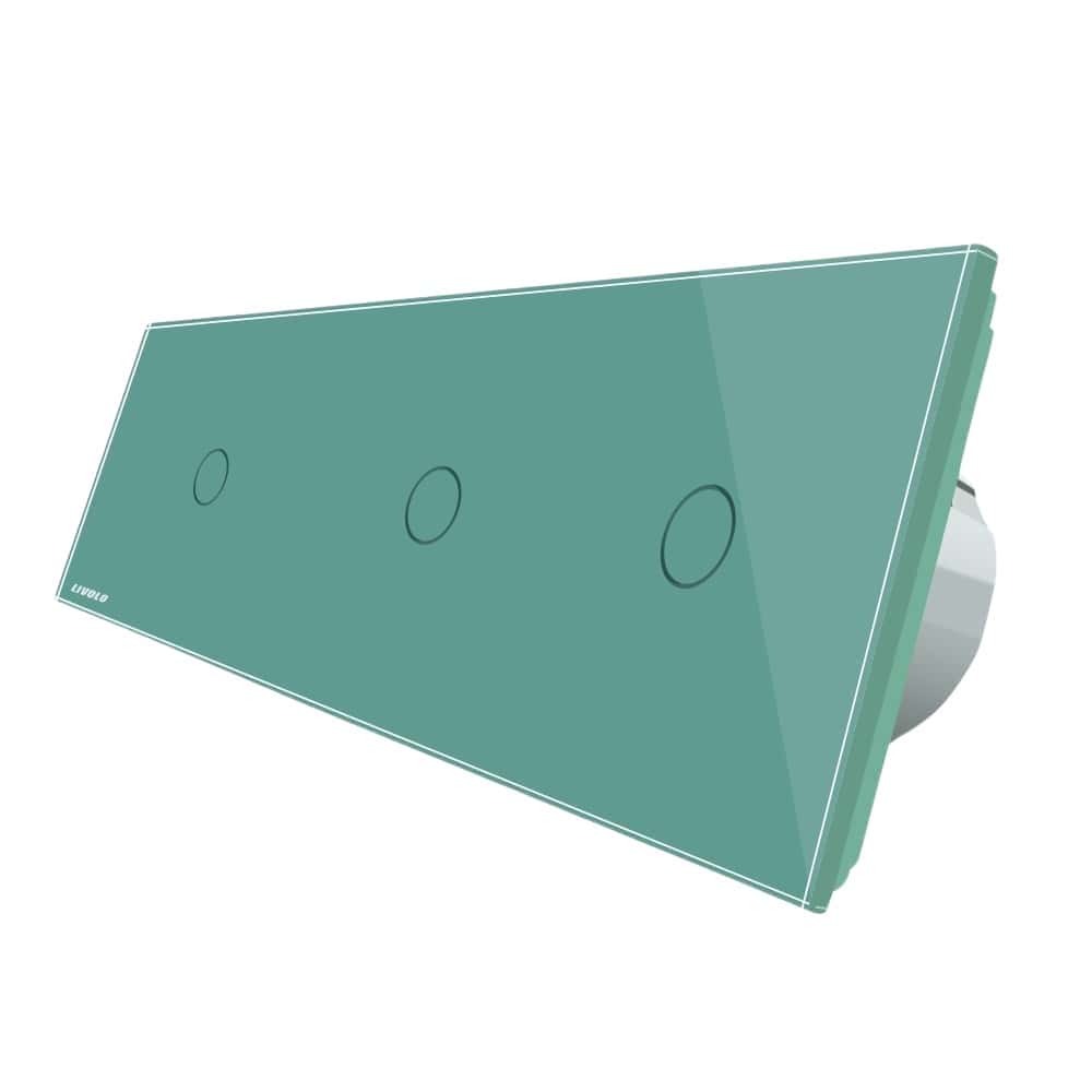 Intrerupator triplu cu touch Livolo din sticla, Protocol ZigBee, Control de pe telefonul mobil, verde, VL-C701Z/C701Z/C701Z-18