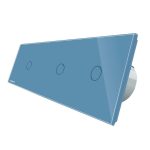 Intrerupator triplu cu touch Livolo din sticla, Protocol ZigBee, Control de pe telefonul mobil, albastru, VL-C701Z/C701Z/C701Z-19