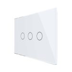 Intrerupator triplu cu touch Livolo din sticla, standard italian - Serie noua, alb, VL-FC3-3G-11