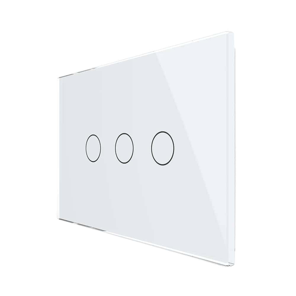 Intrerupator triplu cu touch Livolo din sticla, standard italian - Serie noua, alb, VL-FC3-3G-11