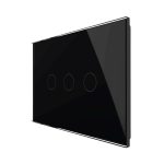 Intrerupator triplu cu touch Livolo din sticla, standard italian - Serie noua, negru, VL-FC3-3G-12