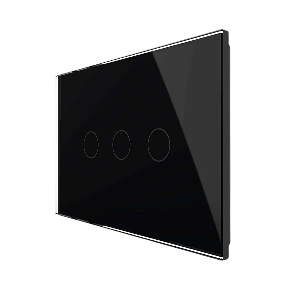 Intrerupator triplu cu touch Livolo din sticla, standard italian - Serie noua, negru, VL-FC3-3G-12