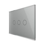 Intrerupator triplu cu touch Livolo din sticla, standard italian - Serie noua, gri, VL-FC3-3G-15