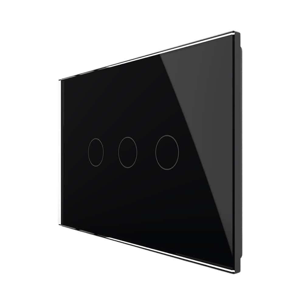 Intrerupator triplu wireless cu touch Livolo din sticla - standard italian, negru, VL-FC3R-3G-12