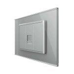 Priza internet Livolo cu rama din sticla - standard italian, gri, VL-C9-C1C-3I