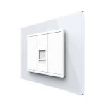 Priza internet Livolo cu rama din sticla - standard italian, alb, VL-C9-C1C-3W