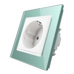 Priza simpla Livolo cu rama din sticla, verde, VL-C7C1EU-18
