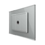 Priza Simpla TV Livolo cu Rama din Sticla - Serie Noua, gri, VL-P9-FCTV-3I