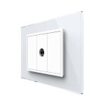 Priza Simpla TV Livolo cu Rama din Sticla - Serie Noua, alb, VL-P9-FCTV-3W