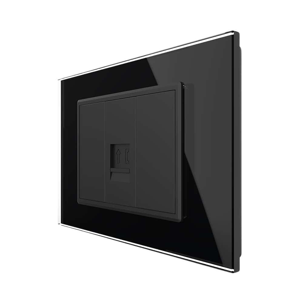 Priza Telefon LIVOLO cu Rama din Sticla, negru, VL-P9-1FCTP-3B