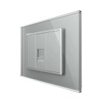 Priza Telefon LIVOLO cu Rama din Sticla, gri, VL-P9-1FCTP-3I