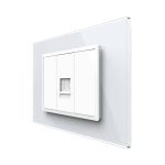 Priza Telefon LIVOLO cu Rama din Sticla, alb, VL-P9-1FCTP-3W